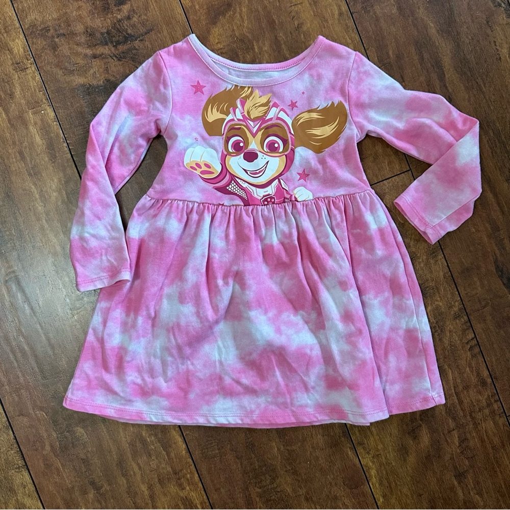 Paw Patrol Skye Pink Tie-Dye Long Sleeve Dress 2T